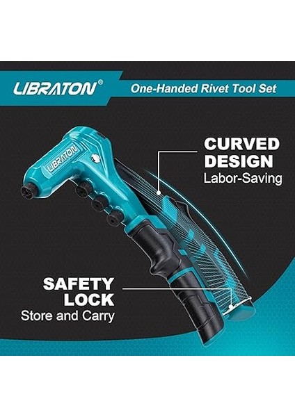 Tek Elle Perçin Tabancası, Pop Perçin Tabancası Seti, Profesyonel El Perçinleyici, Metal Için 200 Perçinli Manuel Perçinleme Aleti, 4 Matkap Ucu, 4 Aletsiz Değiştirilebilir Başlık, Saklama modelleri