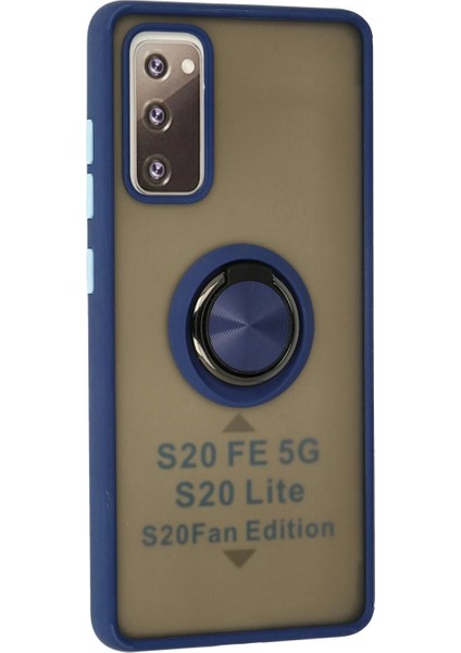Samsung Galaxy S20 Fe Kılıf Montreal Yüzüklü Silikon Kapak - Lacivert fiyatları