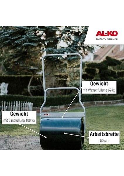 GW50 Bahçe Silindiri Gw 50, 50 cm Çalışma Genişliği, Kum Dolgulu Ağırlık 120 kg Veya Su ile 72 Kg, Çelik Sac Içinde Sağlam Tasarım, Kir Sıyırıcı Dahil fiyatları