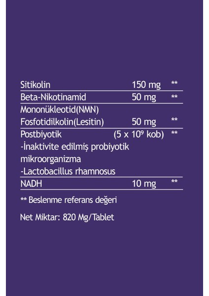 PRIME ELEMENT - Yaşamsal Enerji ve Zihin Performansı için Lipozomal (Nmn + Nadh + Sitikolin +Postbiyotik) 30 Dilaltı