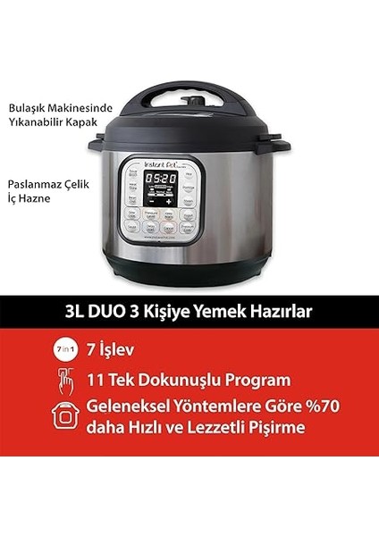 Pot Akıllı Pişirici, 3 Litre Kapasite, Elektrikli Düdüklü, Yavaş Pişirme, Pilav Pişirme, Kızartma Modu, Yoğurt Hazırlayıcı, Buharlı Pişirme ve Yemek Isıtma Özelliği, Paslanmaz Çelik/siyah modelleri