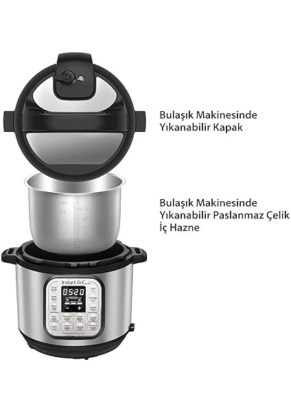 Pot Akıllı Pişirici, 3 Litre Kapasite, Elektrikli Düdüklü, Yavaş Pişirme, Pilav Pişirme, Kızartma Modu, Yoğurt Hazırlayıcı, Buharlı Pişirme ve Yemek Isıtma Özelliği, Paslanmaz Çelik/siyah fırsatları