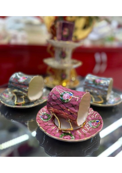 Esterhomedecor 6 Kişilik El Boyama Porselen Kahve Fincan Takımı fiyatları