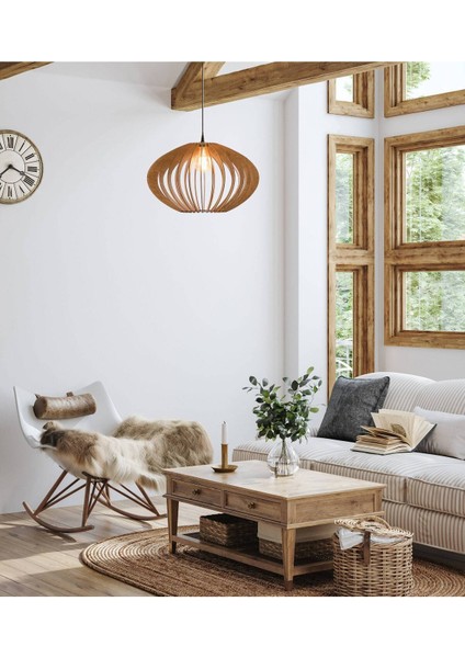 Ahşap Rustik Minimal Avize Salon Avize Rustik Avize