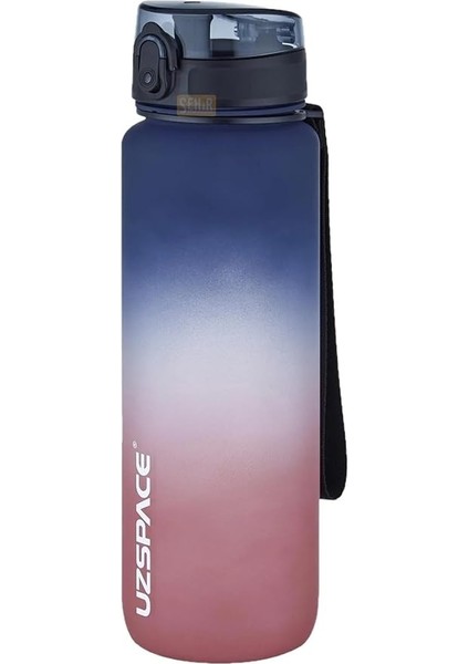 1000ML Büyük Boy Soft Touch Çift Renk Motivasyon Tritan Su Matarası (Lacivert-Kırmızı)