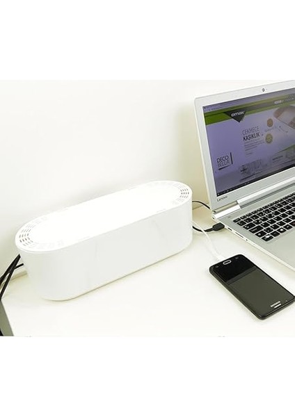 Kablo Düzenleyici, Priz Koruyucu, Çoklu Priz Koruyucu Kutu Organizer (Beyaz) indirimleri