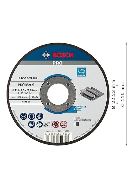 - 115 * 2, 5 mm Standard Seri Düz Metal Kesme Diski (Taş) fiyatları