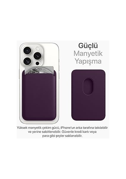 iPhone 15 / iPhone 14 / iPhone 13 / iPhone 12 Serisi Için Güçlü Manyetik Özellikli Magsafe Aksesuarlarıyla Uyumlu Deri Cüzdan Kartlık (Derin Mor) fırsatları