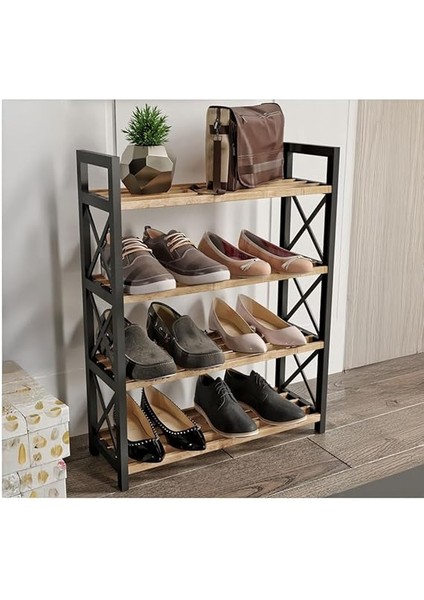 4 Katlı Ayakkabılık – 45X18X64 Cm, Plastik Yan Ayaklı Mdf Raflı Ayakkabı Düzenleyici, Kolay Temizlenebilir, Modern Tasarım, Dayanıklı ve Pratik Saklama Ünitesi fiyatları