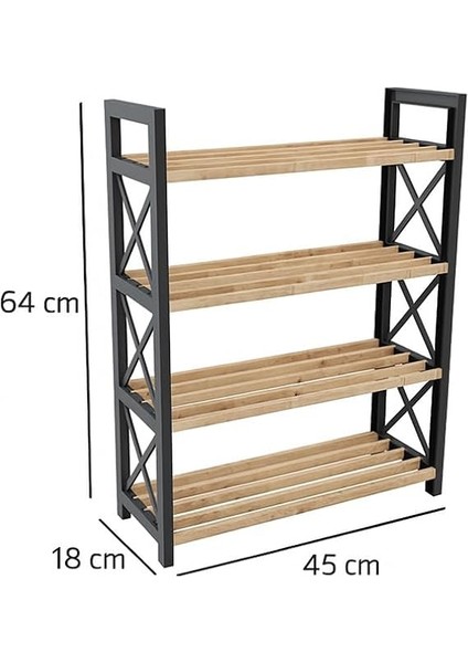 4 Katlı Ayakkabılık – 45X18X64 Cm, Plastik Yan Ayaklı Mdf Raflı Ayakkabı Düzenleyici, Kolay Temizlenebilir, Modern Tasarım, Dayanıklı ve Pratik Saklama Ünitesi modelleri
