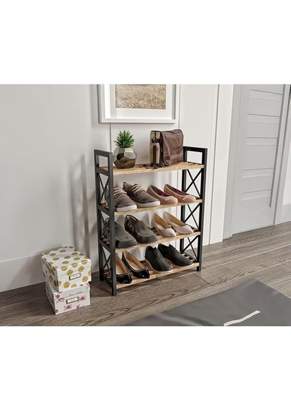 4 Katlı Ayakkabılık – 45X18X64 Cm, Plastik Yan Ayaklı Mdf Raflı Ayakkabı Düzenleyici, Kolay Temizlenebilir, Modern Tasarım, Dayanıklı ve Pratik Saklama Ünitesi fırsatları