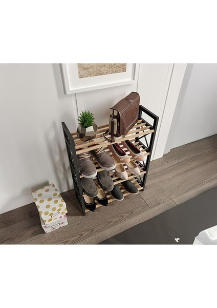 4 Katlı Ayakkabılık – 45X18X64 Cm, Plastik Yan Ayaklı Mdf Raflı Ayakkabı Düzenleyici, Kolay Temizlenebilir, Modern Tasarım, Dayanıklı ve Pratik Saklama Ünitesi indirimleri