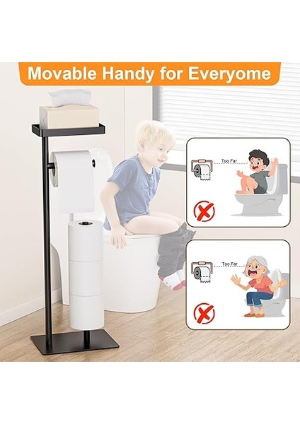 Çelik Tuvalet Kağıdı Tutacağı, Ayakta Duran, Islak Mendil Kutusu ve Tuvalet Fırçası Için (Siyah) fiyatları