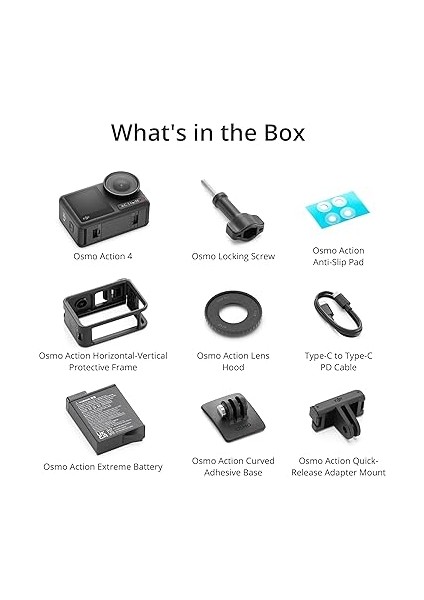 Osmo Action 4 Standart Combo - 1/1,3 Inç Sensörlü 4K/120 Fps, Su Geçirmez Aksiyon Kamerası, Düşük Işıkta Görüntüleme, 10 Bit ve D-Log M Renk Performansı, 160 Dakika Uzun Ömürlü, Dış Mekan Kamerası indirimleri