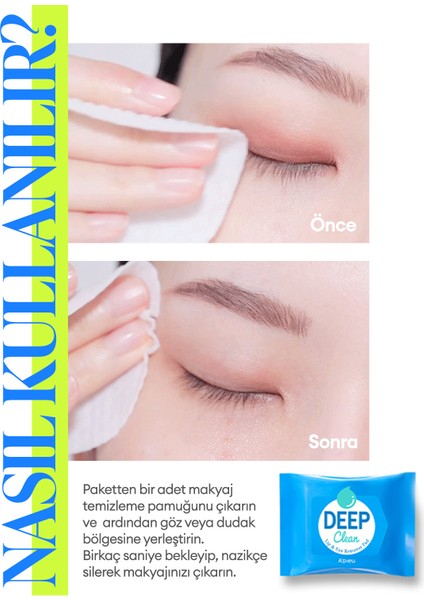 Göz & Dudak Makyaj Temizleyici Pamuk (20 Adet) A'PIEU Deep Clean Lip&Eye Remover Pad