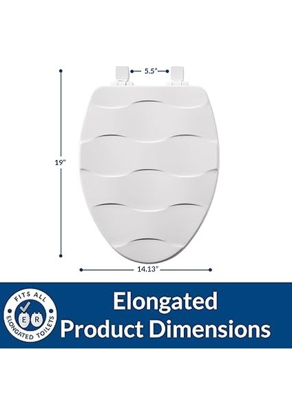 133SLOW 000 Heykel Sepet Dokuma Klozet Kapağı Yavaşlayacak ve Asla Gevşemez, Uzatılmış, Dayanıklı Emaye Ahşap, Beyaz fırsatları