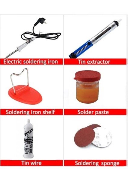 30W Kalem Havya Seti Lehim Makinası Pompa Pasta Zımpara Lehim Standı 6 Parçalı Set fiyatları
