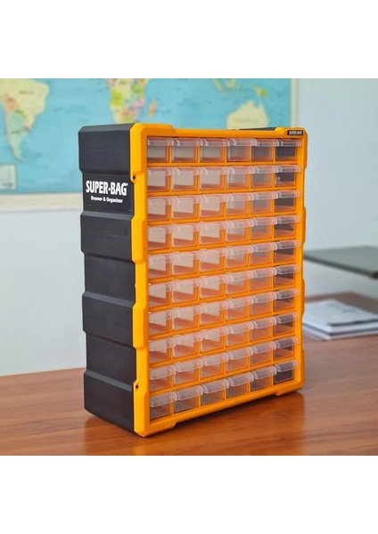 Bag Mono Blok Çekmece Seti 60'lı Mega Büyük Boy Hobby Organizer Seti Vida Dübel Kutusu Takı Kutusu ASR6000