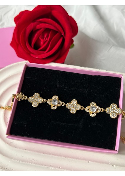 Zirkon Taşlı Bileklik Gümüş Gold Renk Şık Kadın Bileklik Sevgiliye Hediye Kutuluu fiyatları