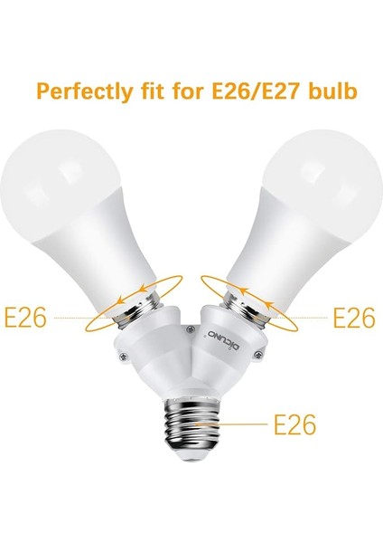 E27 Lamba Duyu Dağıtıcı Adaptör 2'si 1 Arada, E27 Duy Dağıtıcı, LED Lamba, Ampul, Halojen, Lamba Duyu Dönüştürücü, 6'lı Paket modelleri
