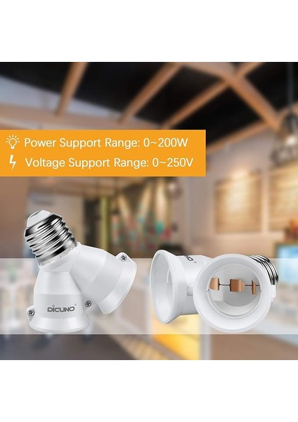E27 Lamba Duyu Dağıtıcı Adaptör 2'si 1 Arada, E27 Duy Dağıtıcı, LED Lamba, Ampul, Halojen, Lamba Duyu Dönüştürücü, 6'lı Paket fırsatları