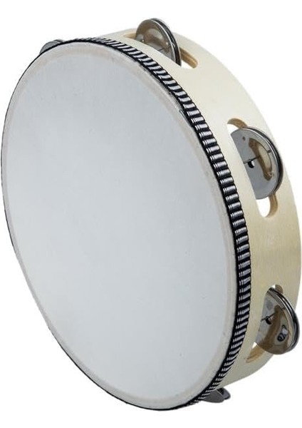 ORF-TF-6A Örf Aletleri Ahşap Zilli Tef Gerçek Deri Vurmalı Çalgı 6 Inç (1 Adet)