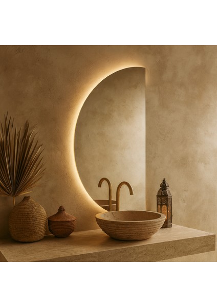 Luna Yarım Daire LED Ayna – Modern Minimal Form fiyatları