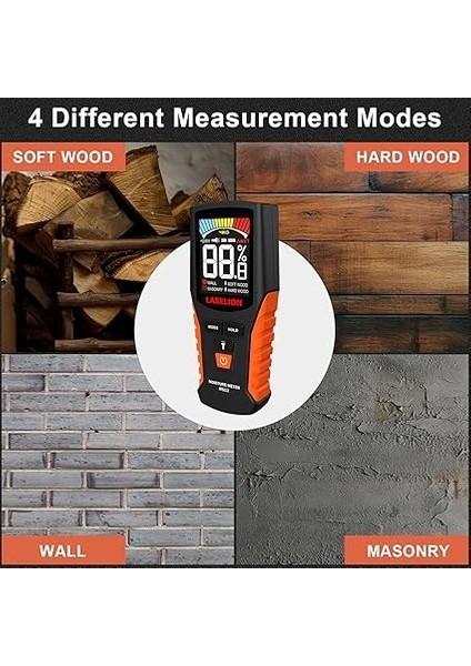Pinless Nem Ölçer MS12 Tahribatsız Ahşap Nem Ölçer Dedektörü, Büyük LCD Ekranlı, Piller, Ahşap, Yakacak Odun, Duvarlar, Yapı Malzemeleri Için 4 Modlu Nem Ölçer fırsatları