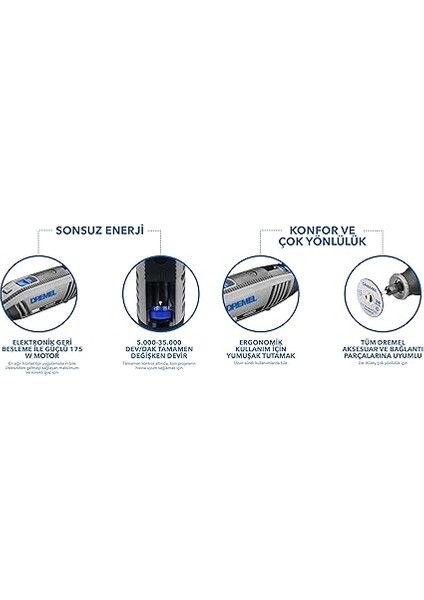 4250 Çok Amaçlı El Motoru 175 W, 6 Bağlantı Parçalı, 128 Aksesuarlı modelleri