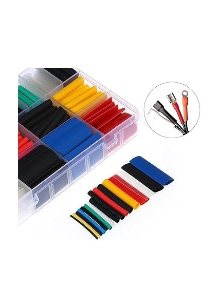 Home 560 Parça Isıyla Daralan Makaron Kablo Koruyucu Set, Elektrik Kablosu Için Isıya Dayanıklı Koruyucu, Kutulu, Çeşitli Boyutlarda fırsatları