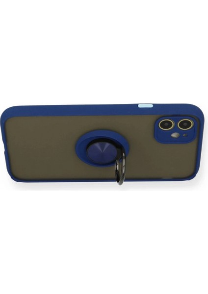 iPhone 11 Kılıf Montreal Yüzüklü Silikon Kapak - Lacivert modelleri