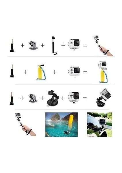 Kamera Aksesuarları Kiti ile Uyumlu Gopro Hero 13 12 11 10 9 8/akaso EK7000/CESUR 4/cesur 7 LE/V50X/EJDERHA Dokunmatik/apexcam/oddv Kamera Özçekim Sopa Yüzer Kolu Kavrama Vantuz Dağı fiyatları