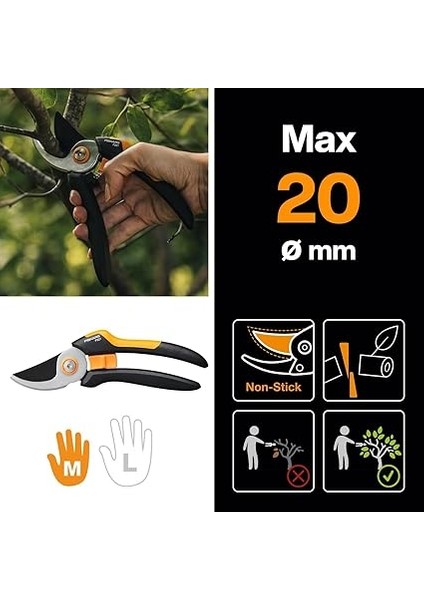 Bypass M Bahçe Makası, Masif, P321, Taze Dallar ve Çalılar Için, Yapışmaz Kaplama, Paslanmaz Çelik Bıçaklar, Uzunluk: 20,1 Cm, Siyah/turuncu, 1057162 fiyatları