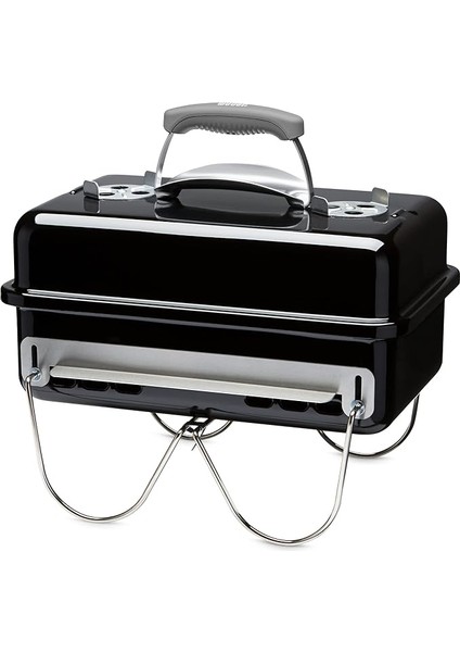 Go-Anywhere Odun Kömürü Mangalı, 42 x 26 cm Izgara Yüzeyi, Hafif Taşınabilir Barbekü Izgarası, Masa Kamp Izgarası, Porselen Emaye Kase ve Kapak, Katlanabilir Ayaklar, Siyah (1131004)