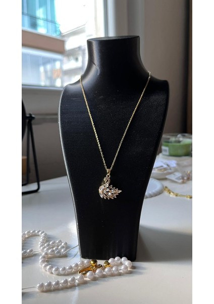 Gold Zirkon Taşlı Kuğu Kolye fiyatları