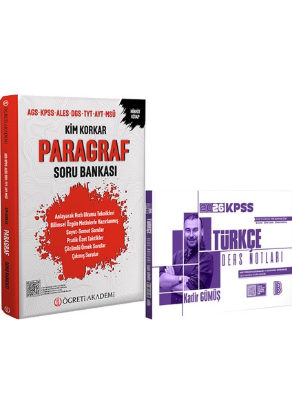 2026 Kim Korkar Paragraf Soru Bankası Ags Kpss Ales Dgs Tyt Ayt Msü - 2026 Kpss Türkçe Ders Notları