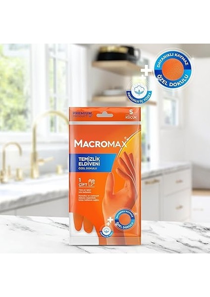 Küçük Boy Small Beden Temizlik Eldiveni Pamuklu Iç Yüzeyli, Kaydırmaz Desenli fiyatları