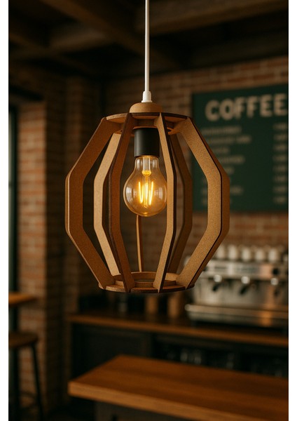 30 cm Geometrik Geçmeli Modern Ahşap Avize Mdf Lazer Kesim E27 Duy Uyumlu modelleri