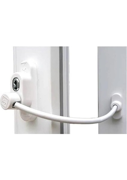 Penkid Çelik Halatlı Kablolu Pvc Pencere Emniyet Çocuk Güvenlik Kilidi 3 Adet (Beyaz)