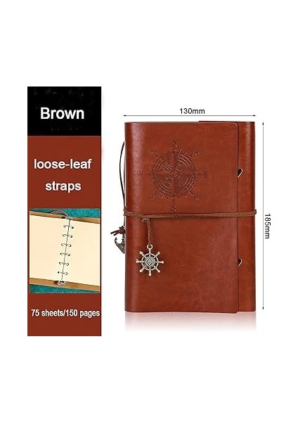 Retro Vintage Denizcilik Defteri Klasik Pu Deri Kapak Not Defteri Seyahat Günlüğü Seyahat Dergisi Doldurulabilir Eskiz Defteri Spiral Halka Binder Günlüğü Boş Sayfalar, Astarsız Kağıt, Retro Kolye, Klasik Kabartmalı (130X185 Mm, Kahverengi) fiyatları