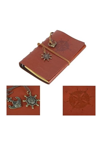 Retro Vintage Denizcilik Defteri Klasik Pu Deri Kapak Not Defteri Seyahat Günlüğü Seyahat Dergisi Doldurulabilir Eskiz Defteri Spiral Halka Binder Günlüğü Boş Sayfalar, Astarsız Kağıt, Retro Kolye, Klasik Kabartmalı (130X185 Mm, Kahverengi) fırsatları