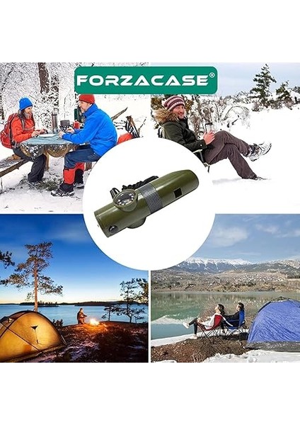 7in1 Yüksek Desibel Termometreli Pusulalı Ledli Kamp ve Deprem Çanta Düdüğü / FC226 modelleri