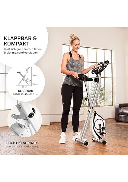 Katlanabilir Kondisyon Bisikleti, Ev Için Uygun, Akıllı Ekran ile Nabız ve Performans Takibi, Gri fırsatları