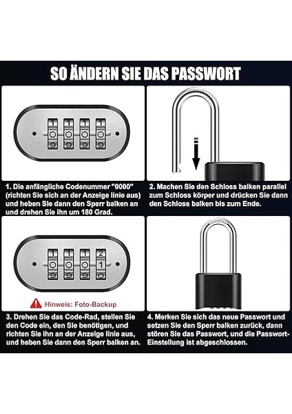 Ağır Şifreli Kilit, Uzun Zincirli [8mm Kalınlığında], Hava Şartlarına Dayanıklı 4 Haneli Kombinasyon Kilidi, Dış Mekan Güvenlik Kilidi, Su Geçirmez ve Hırsızlığa Karşı Güvenli, Avlu, Çit, Garaj, Kapı indirimleri