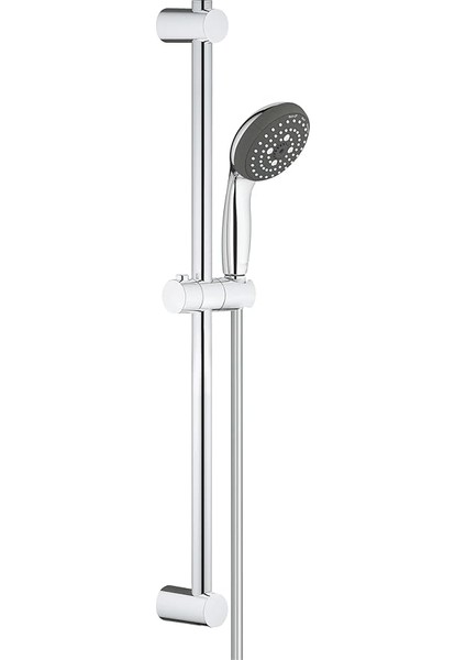Vitalio Start 100 Sürgülü Duş Seti, 600 mm Sürgülü Ray , 100MM El Duşu 3 Akışlı , 1750 mm Duş Hortumu, Kireç Önleyici Sistem, Duş Başlığı, Krom, 26032000