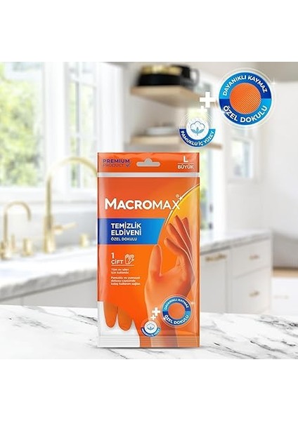 Büyük Boy Large Beden Temizlik Eldiveni Pamuklu Iç Yüzeyli, Kaydırmaz Desenli fiyatları