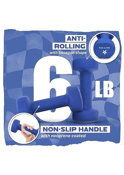 Dambıl Neopren Set Altıgen Kısa Dambıl (2'li Set) Birden Fazla Ağırlık Seçeneği (0,9 kg Ila 6,8 Kg) fırsatları