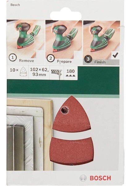 Multi Zımpara Kağıdı 10'lu, 102 x 62/93 mm 180 Kum 11 Delik