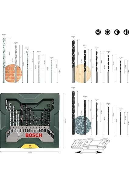 Home And Garden X/line Mini 15 Parça Matkap Ucu Seti, Yeşil modelleri