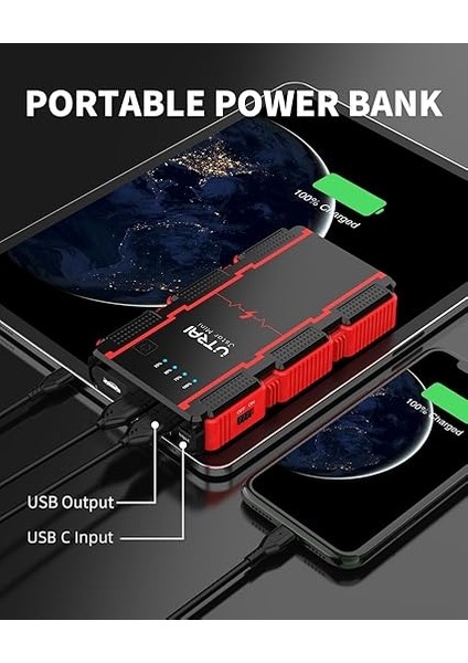 Jstar Mini 13000MAH 1000A Jump Starter Taşınabilir Akü Takviye Cihazı ( Powerbank + LED Lamba) fırsatları